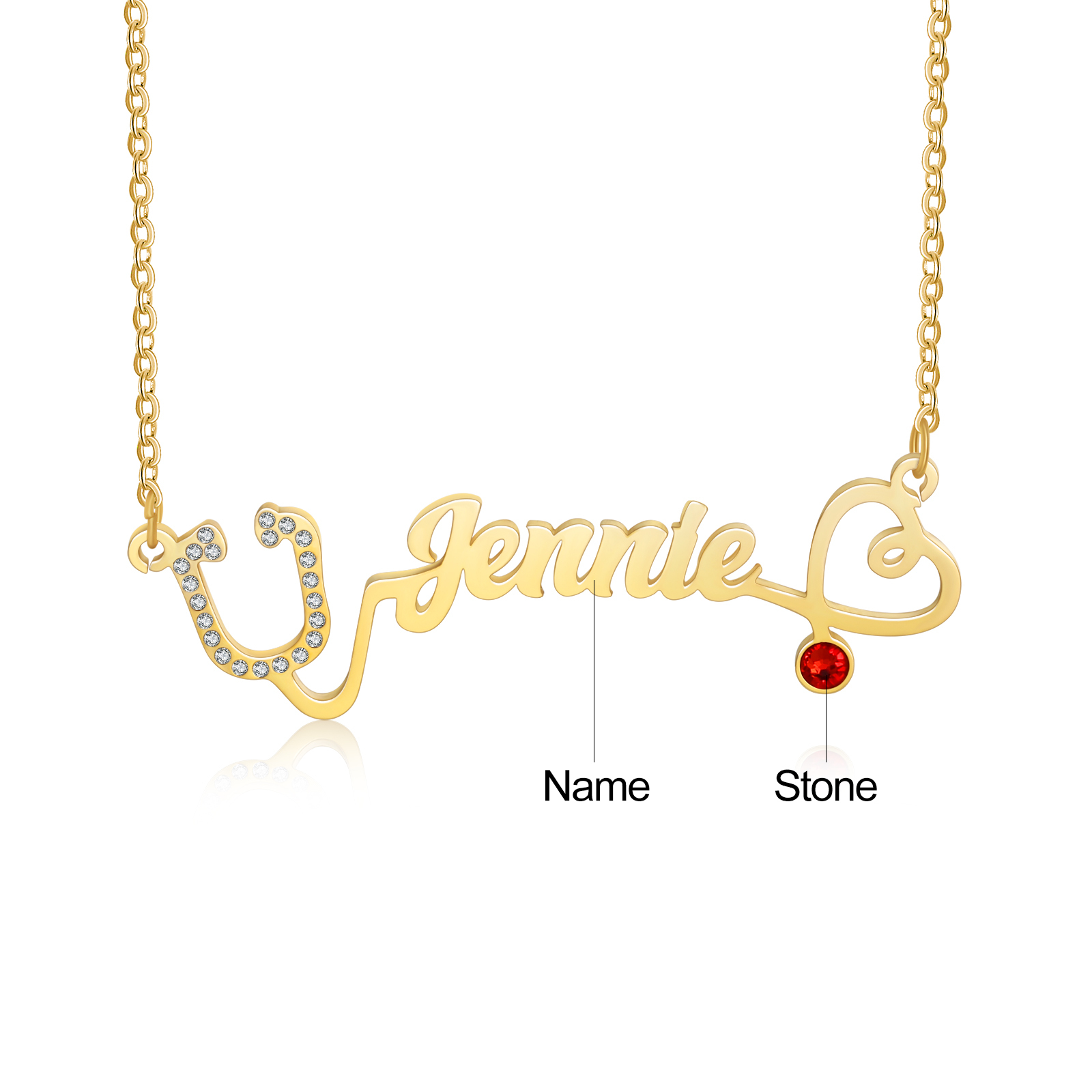 Personalised Stethoscope Necklace Custom 1 Name Necklace Gift For Women-Jessemade AU