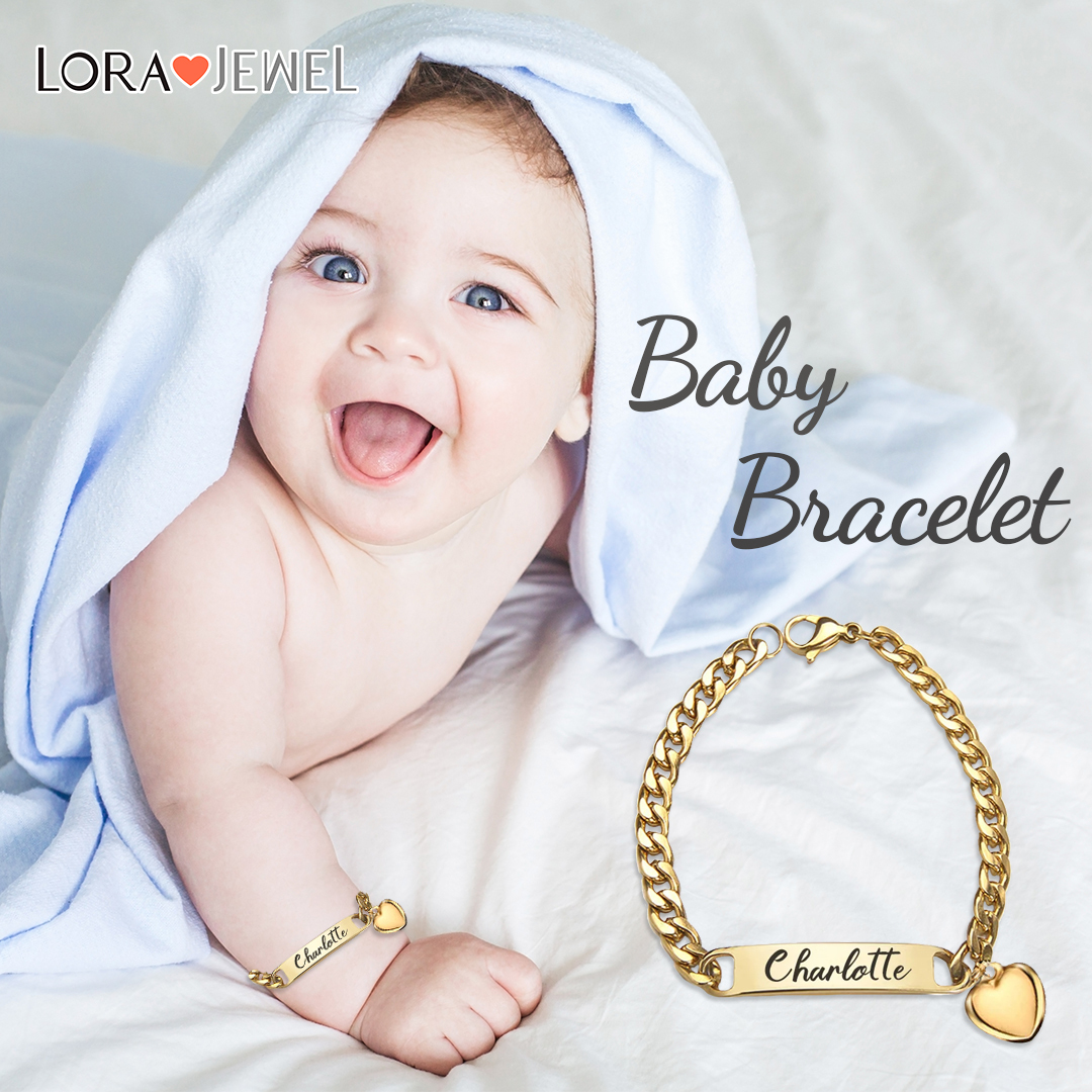 Personalised Name Bracelet Heart Charm Bracelet Customised Baby Gift-Jessemade AU