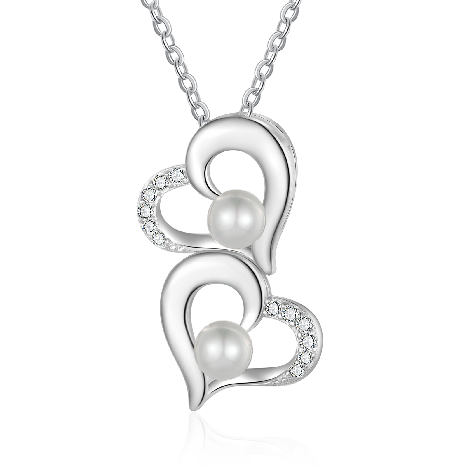 Custom Heart Necklace Engrave 2 Names Family Necklace-Jessemade AU