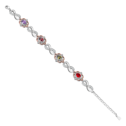 Infinity Bracelet Personalised 4 Birthstones Engraved 5 Names Women's Bracelets Birthday Gift for Her-Jessemade AU