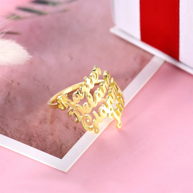 Personalised Name Ring Custom 4 Names Ring Gifts for Women-Jessemade AU