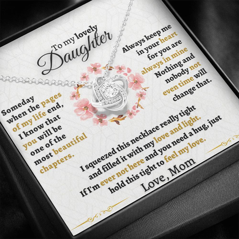 To My Daughter Love Knot Necklace "Never forget that I love you“ Inspirational Gifts for Daughter