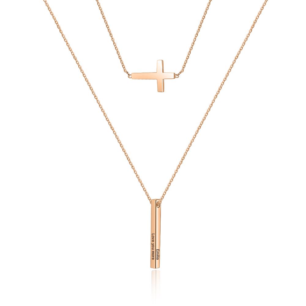 Engraved 4 Sides Vertical Bar Necklaces & Pendants-Jessemade AU