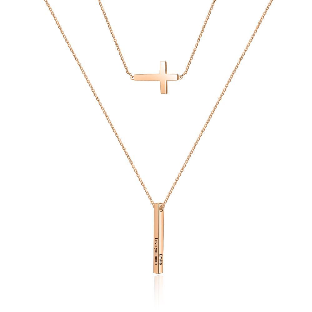Engraved 4 Sides Vertical Bar Necklaces & Pendants-Jessemade AU