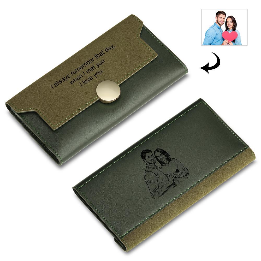 Personalised Leather Wallet Engraved Photo Long Purse Gifts For Men-Jessemade AU