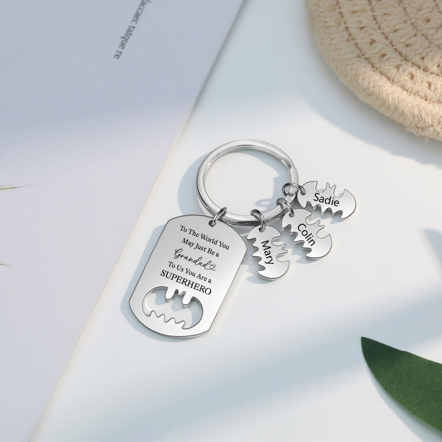 You Are A Superhero Keychain Personalised 3 Names Bat Keychain Engraved Gift for Dad/Grandpa/Grandad/Mom/Mum-Jessemade AU