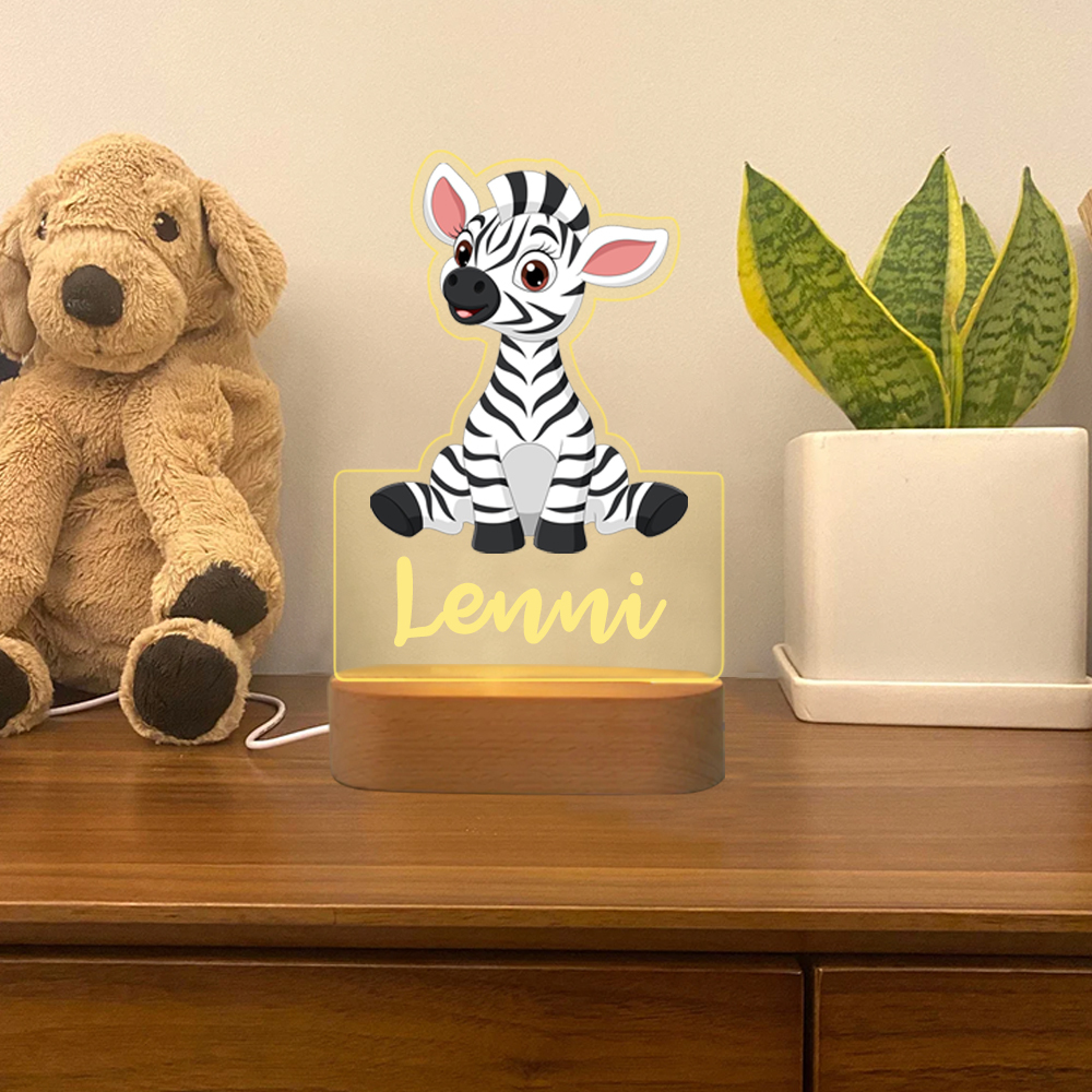 Personalised Name Acrylic Zebra Night Light LED Lamp Gifts For Kids-Jessemade AU