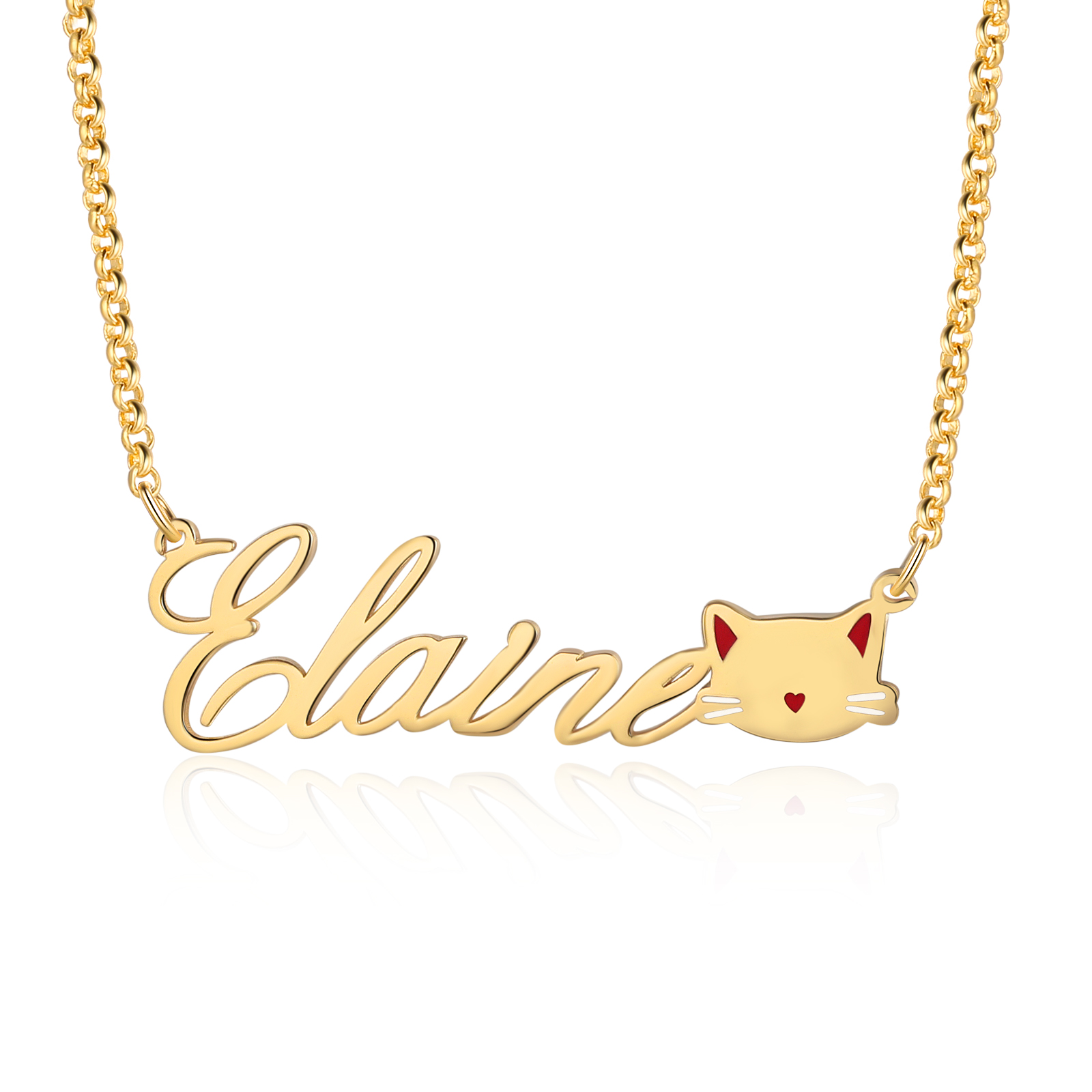 Personalised Cat Necklace Custom 1 Name Necklace Gift For Women-Jessemade AU