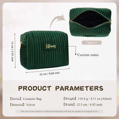 Personalised Name Cosmetic Bag Zipper Makeup Bag Jewelry Storage Bag Gifts for Her-Jessemade AU