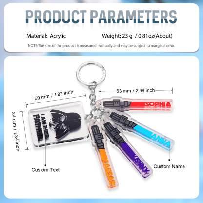 4 Names - Personalised Text & Name Acrylic Keychain Star Wars Gifts for Father/Grandpa-Jessemade AU