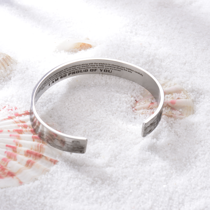 For Daughter- Wave Cuff Bangle Bracelet "I Am So Proud Of You"-Jessemade AU