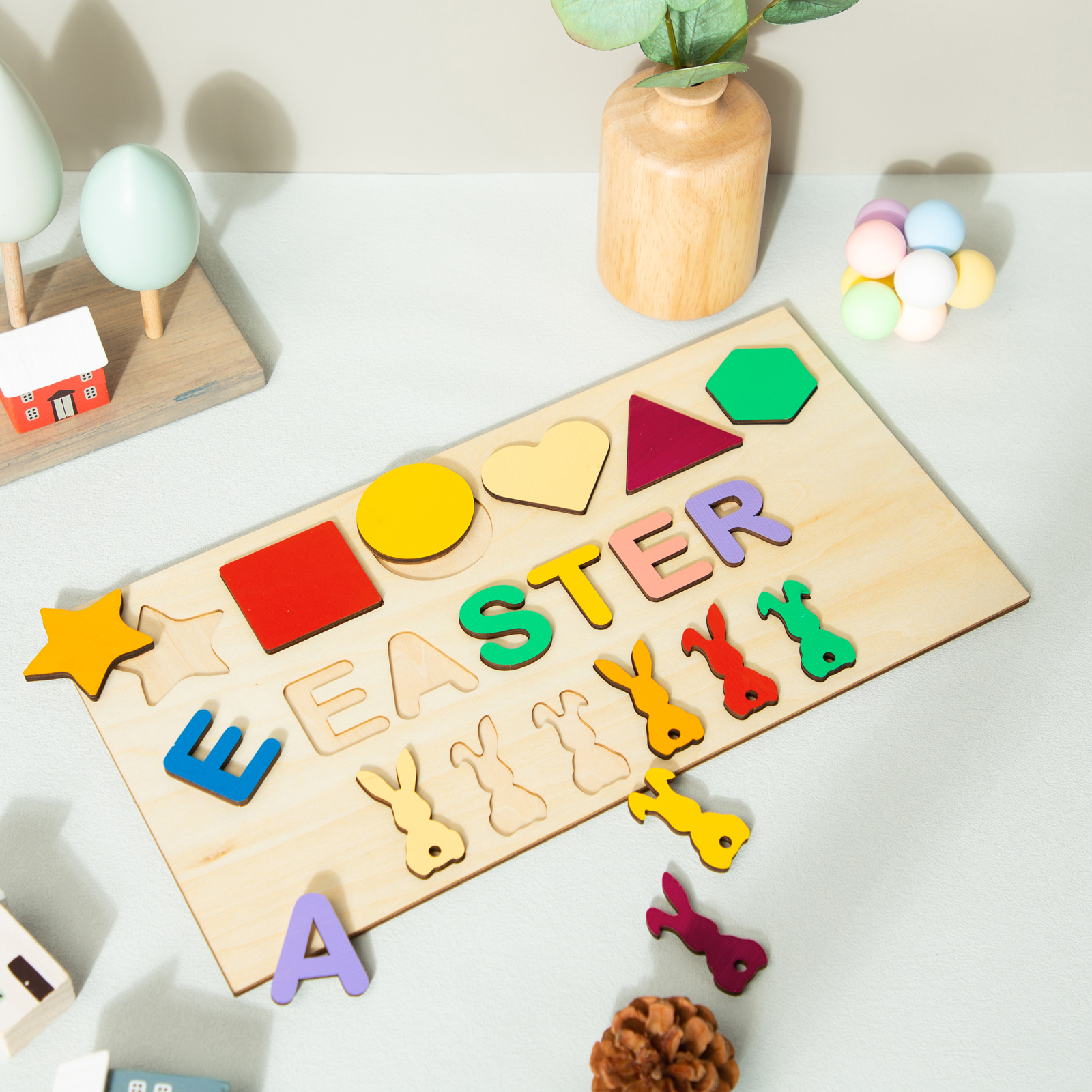 Jessemade Personalised Bunny Name Wooden Puzzles Easter Gift for Toddlers-Jessemade AU
