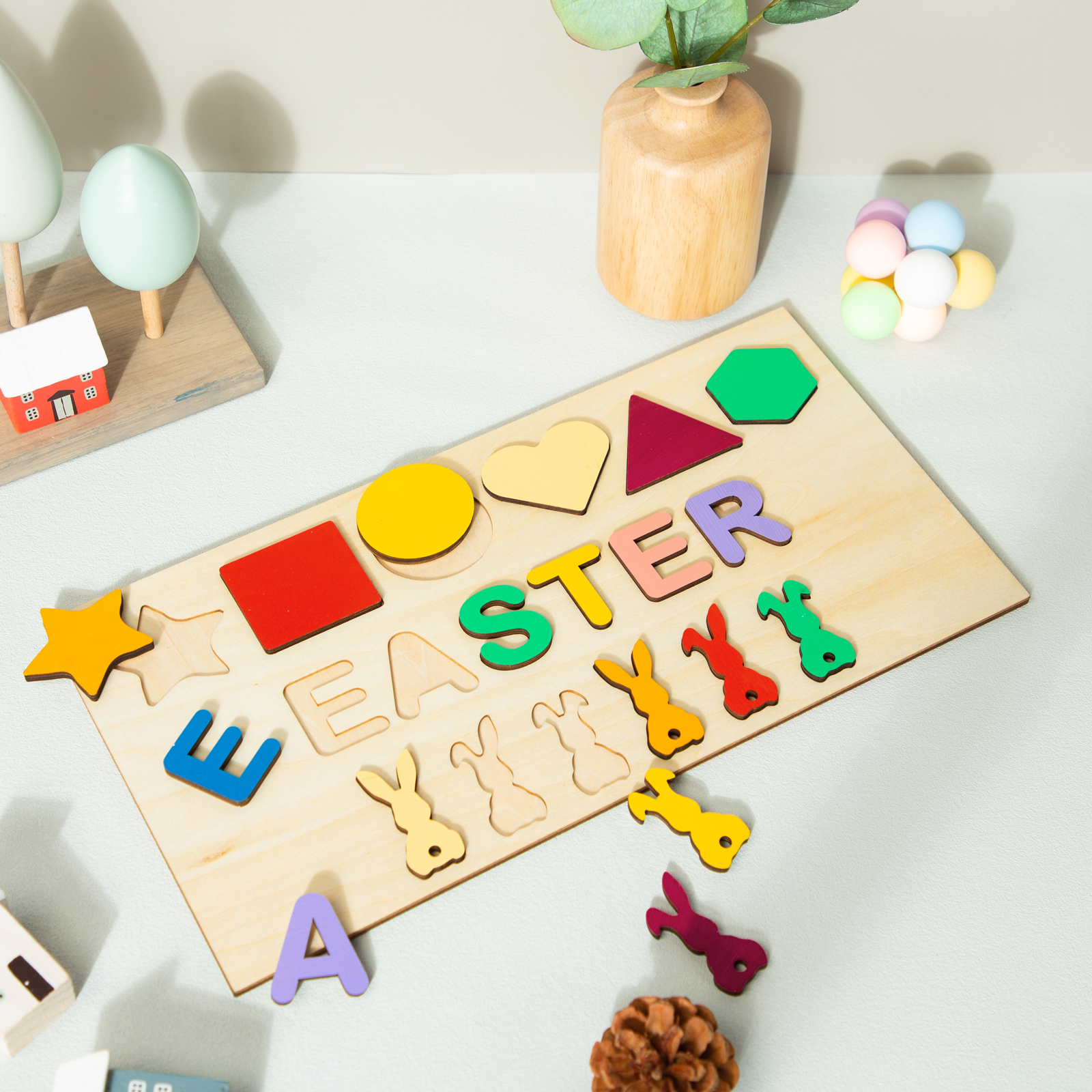 Jessemade Personalised Bunny Name Wooden Puzzles Easter Gift for Toddlers-Jessemade AU