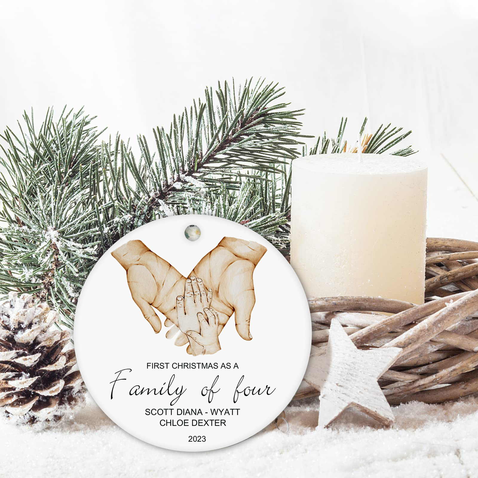 Personalised Christmas Tree Ornaments Wooden Palm Christmas Pendant Custom Text Gifts for Family Friends-Jessemade AU