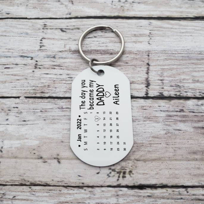 Personalised Calendar Keychain Custom Photo & Name Keychain - The Day You Became My Daddy/Mommy/Mummy-Jessemade AU