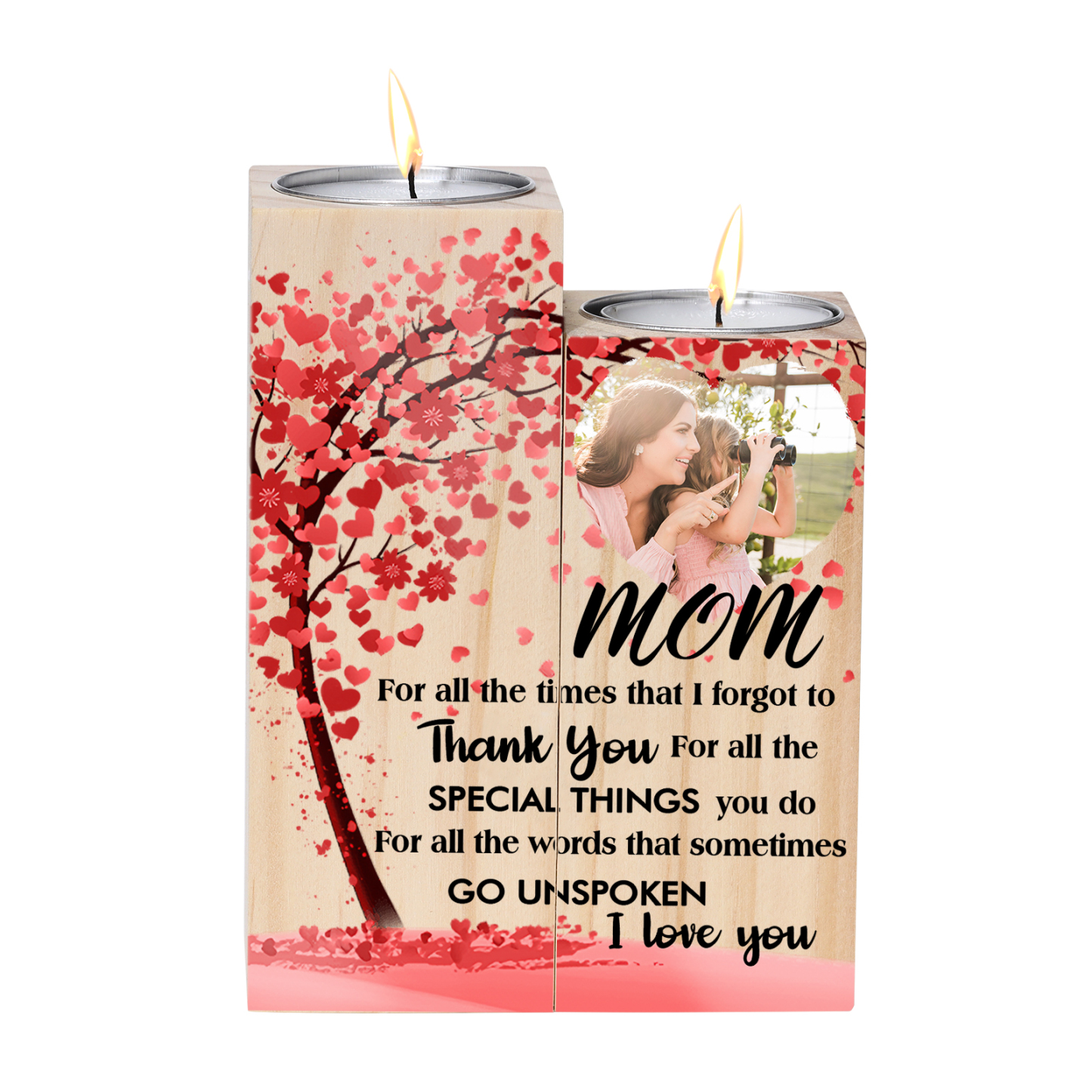 Personalised Photo Candle Holder Wooden Candlestick Gifts For Mom - For All The Times I Forgot To Thank You-Jessemade AU