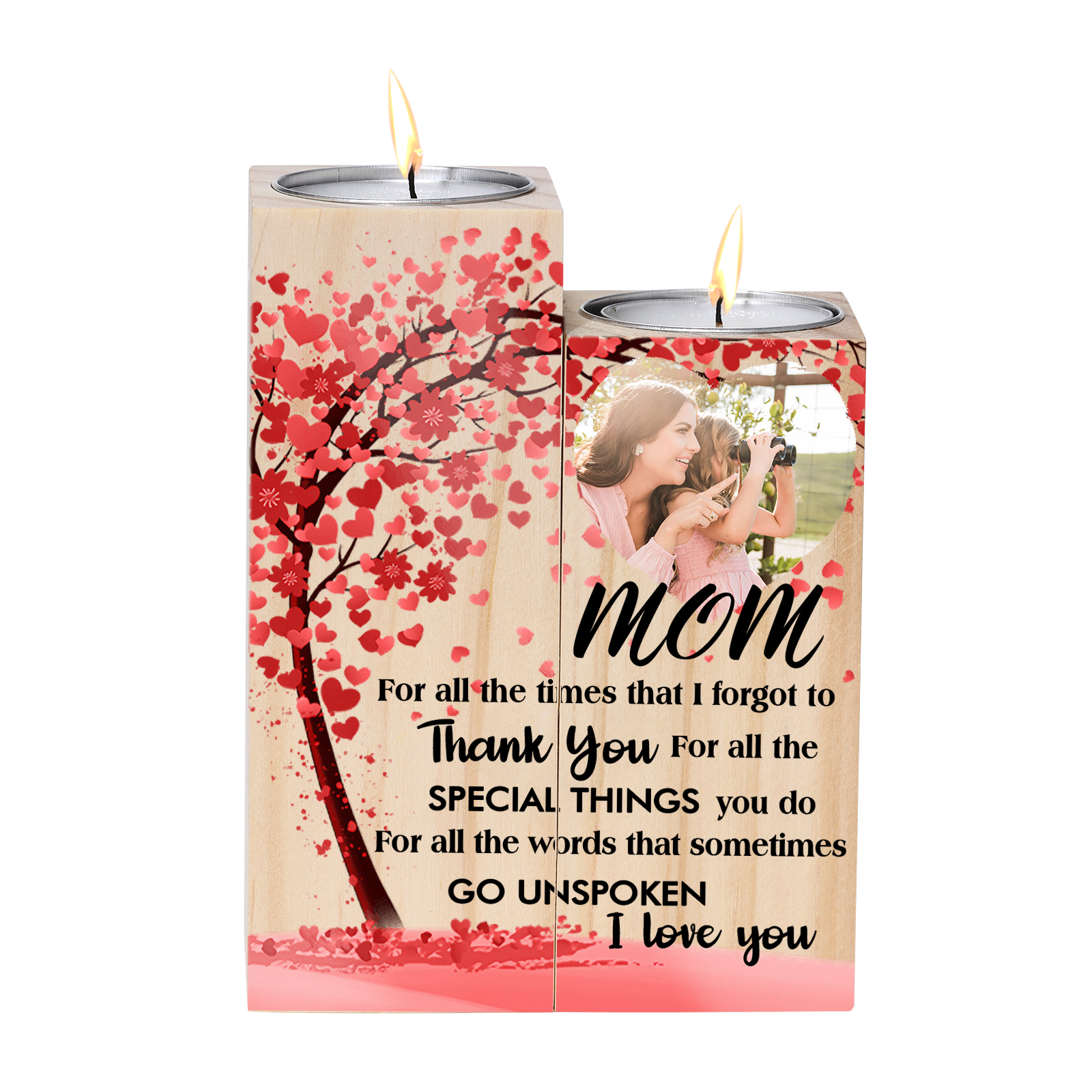 Personalised Photo Candle Holder Wooden Candlestick Gifts For Mom - For All The Times I Forgot To Thank You-Jessemade AU