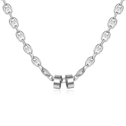 Personalised Men Pendant Necklace with 2 Beads Engraved 2 Names Custom Gifts for Him-Jessemade AU