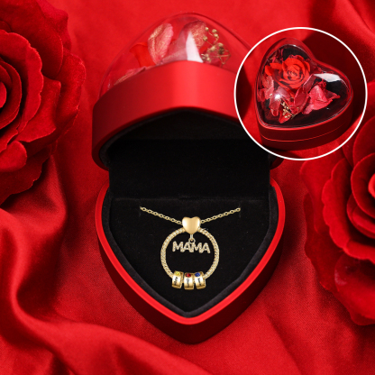 3 Names - Personalised Mama Circle Pendant Necklace Custom Names & Birthstones Necklace Mother's Day Gifts-Jessemade AU