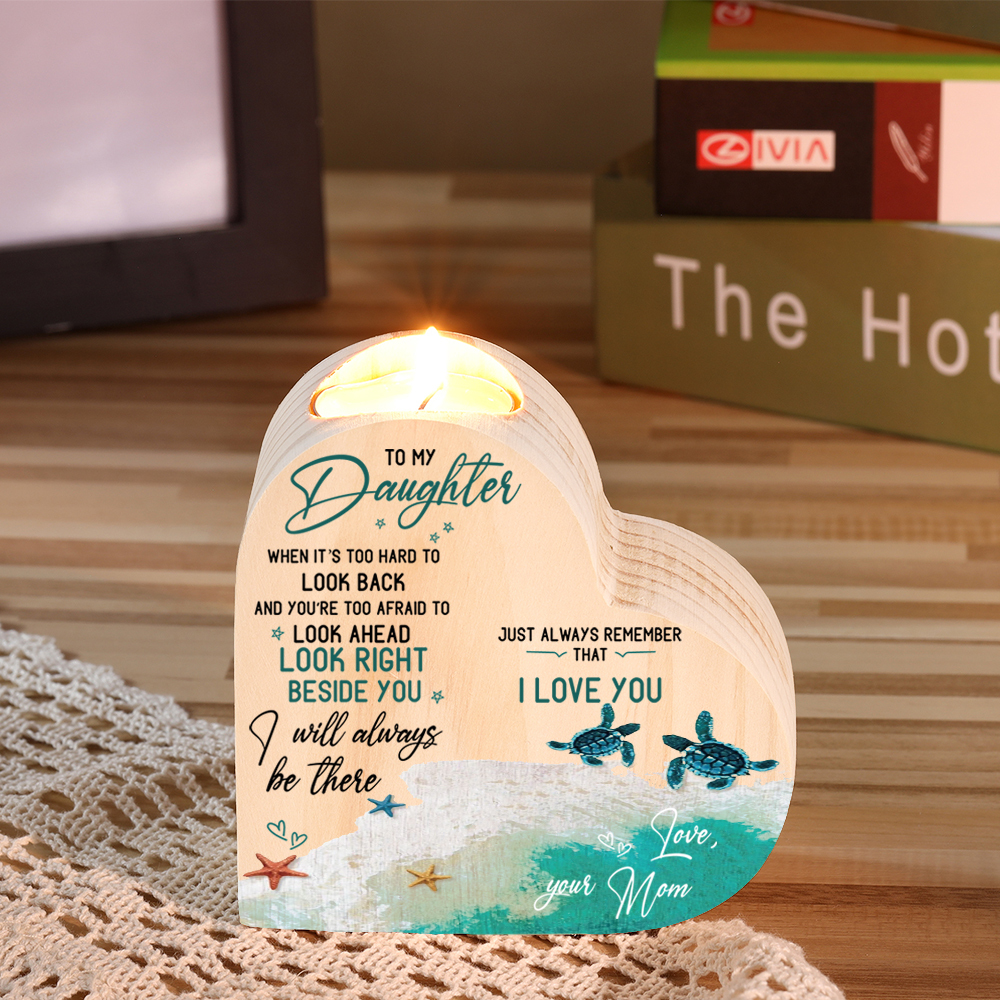 To My Daughter Wooden Heart Candle Holder "I will always be there" Gifts For Daughter-Jessemade AU