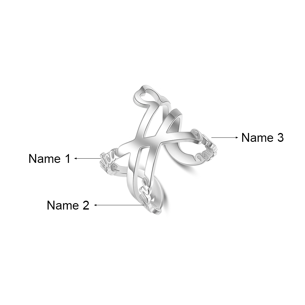 Personalised Ring Custom 3 Names Ring Best Gift For Women-Jessemade AU