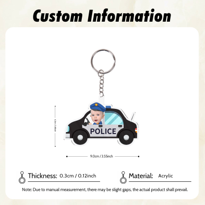 Personalised Police Car Acrylic Keychain Custom Photo Funny Hanging Ornament Back to School Gift for Kids-Jessemade AU