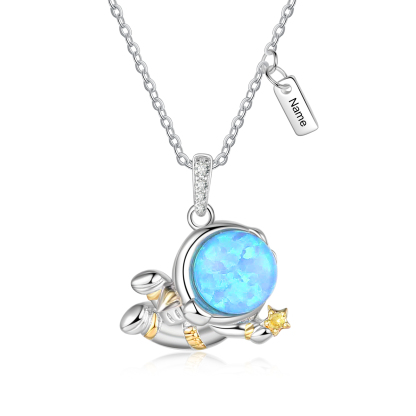 Personalised Women's Necklace Customised Name & Birthstone Astronaut Necklace Birthday Gift for Her-Jessemade AU