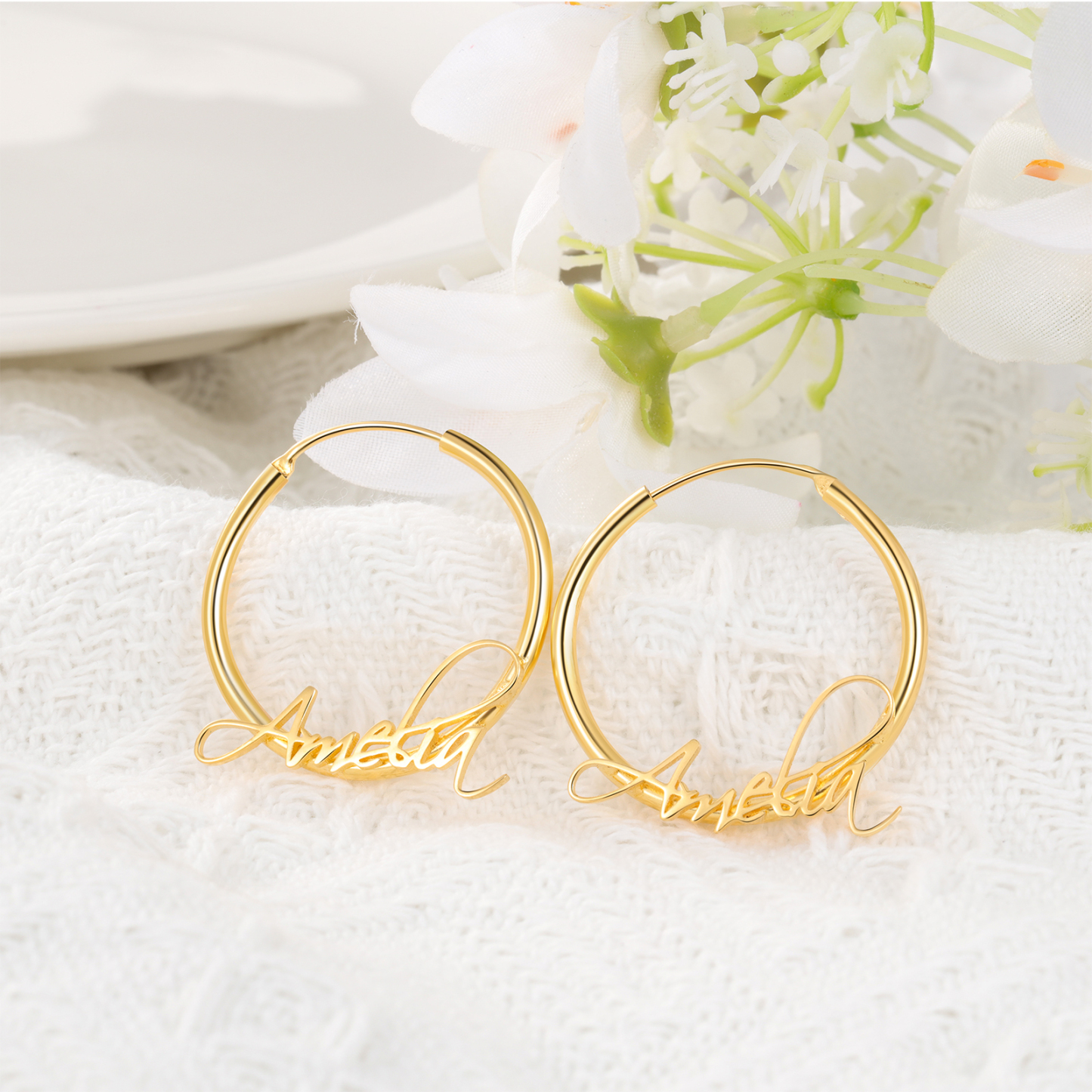 Personalised Name Circle Earring Customised Women's Hoop Earrings Gifts for Her-Jessemade AU
