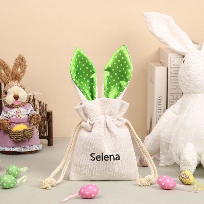 Personalised Bunny Tote Bag Customised with Name Bunny Drawstring Bag Easter Gifts-Jessemade AU