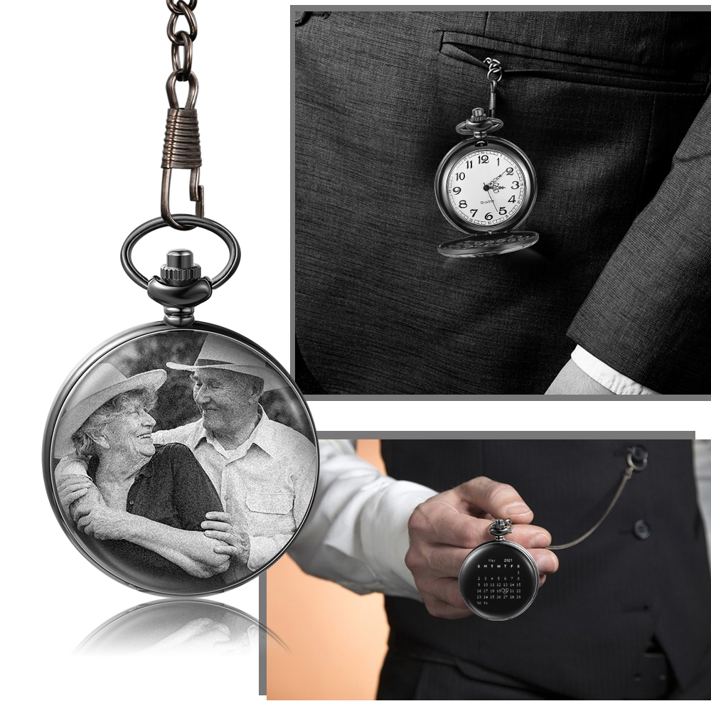 Personalised Pocket Watch Custom Photo Gifts For Him-Jessemade AU
