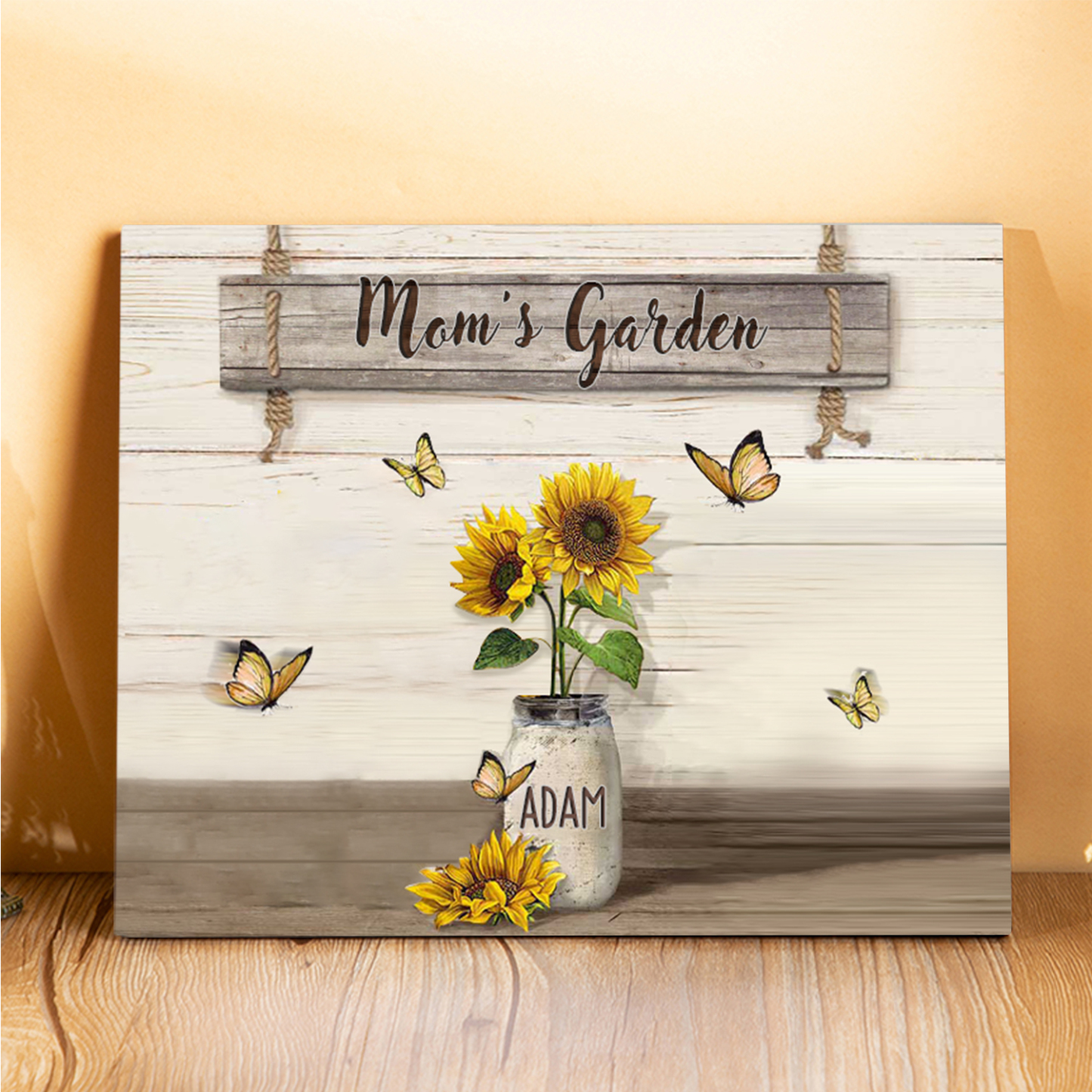 1 Name - Personalised Wooden Plaque Sunflowers Customised with Text Home Decoration Gift for Mother/Grandma-Jessemade AU