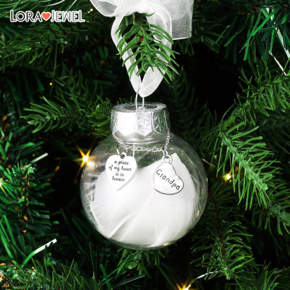 Memorial Ornament Feather Ball Decoration A Piece of My Heart Is In Heaven-Jessemade AU