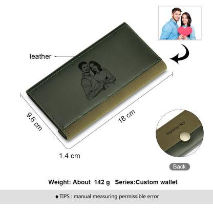 Personalised Leather Wallet Engraved Photo Long Purse Gifts For Men-Jessemade AU