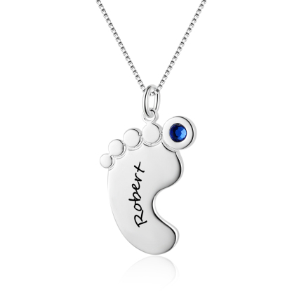 Mother’s Day Gifts Customised Baby Feet Pendant Necklace with Name and Birthstone for Mom-Jessemade AU