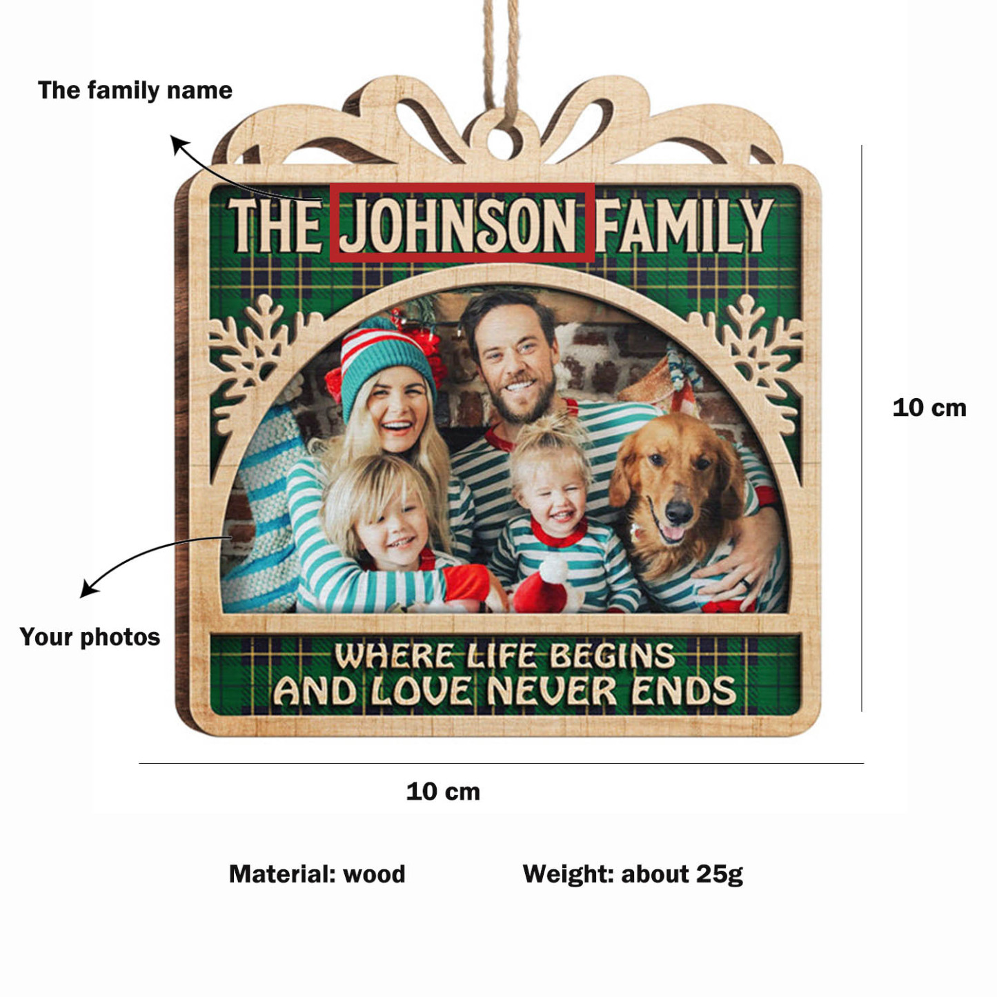 Personalised Photo Christmas Ornament Custom photos Gifts for Family-Jessemade AU