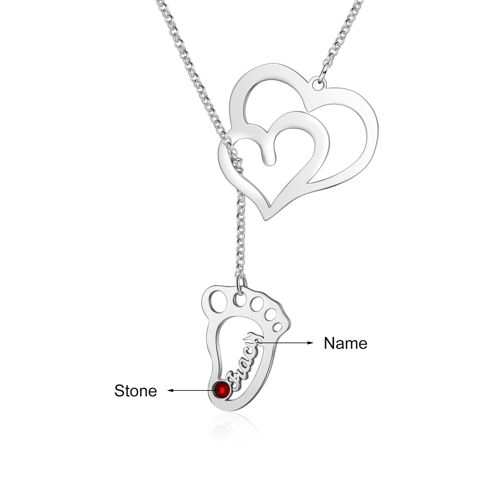 Personalised Baby Foot Necklace With Birthstones Custom 1 Name Necklace Gift For Mother-Jessemade AU