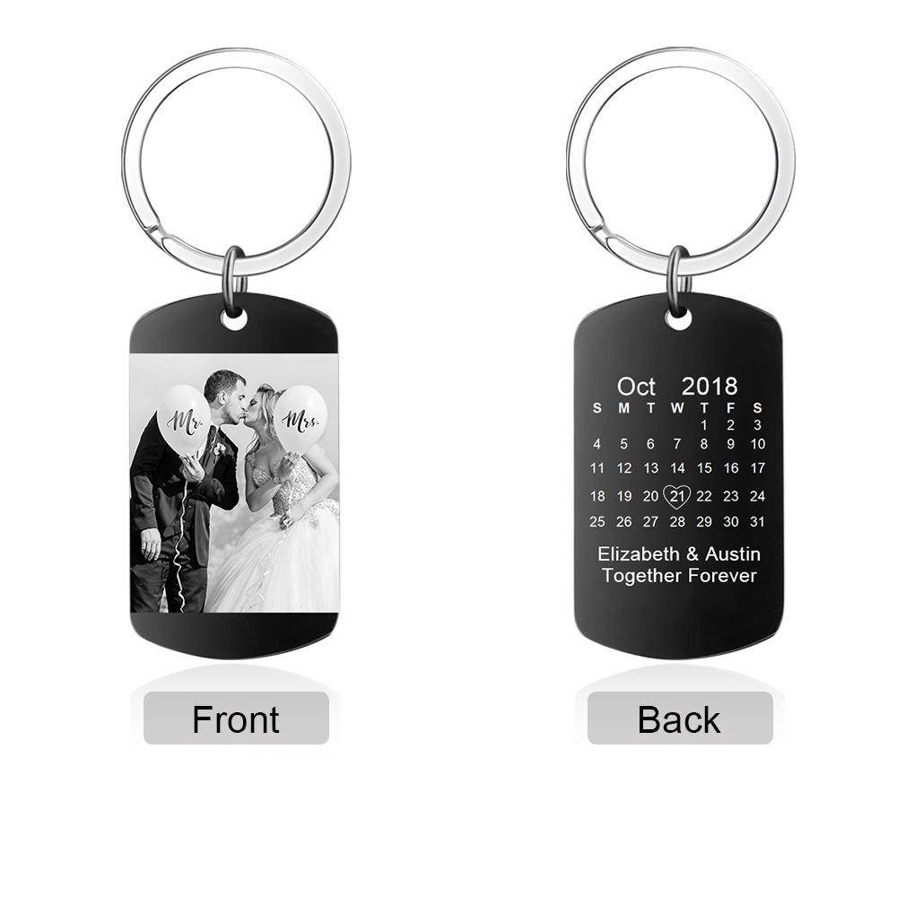 Personalised Calendar Keychain Engraved Photo Keychain Gifts For Him-Jessemade AU