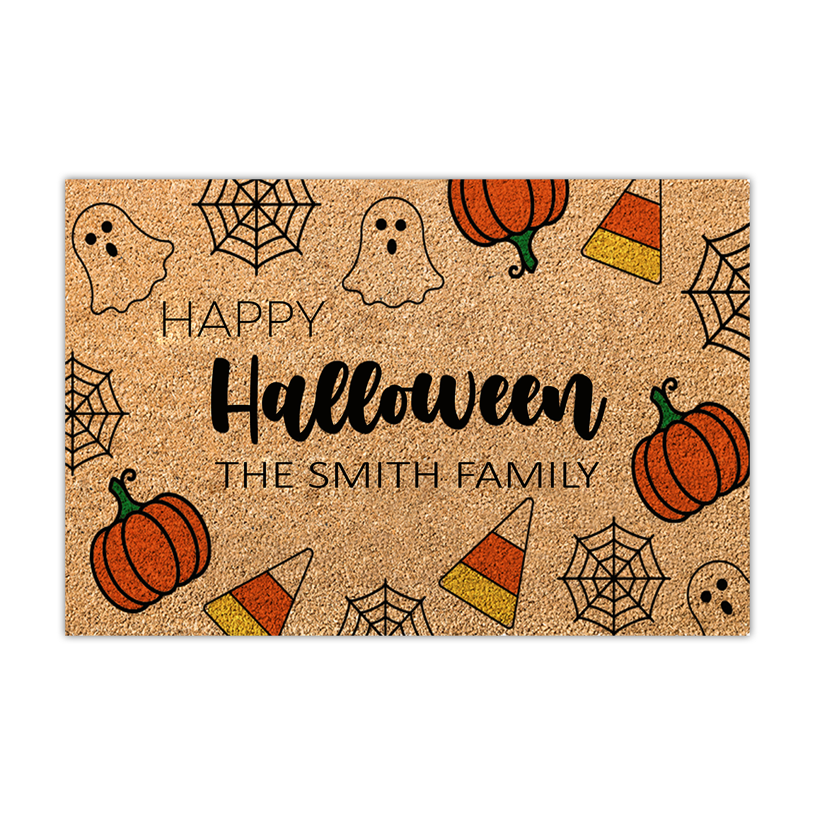 Personalised Halloween Doormat Pumpkin Spiderweb Ghost Doormat Home Decor - Happy Halloween-Jessemade AU