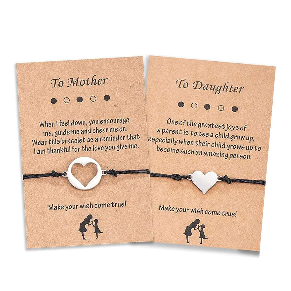 Mother and Daughter Heart Bracelet Back To School Gift Adjustable String Bracelet-Jessemade AU
