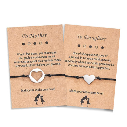 Mother and Daughter Heart Bracelet Back To School Gift Adjustable String Bracelet-Jessemade AU