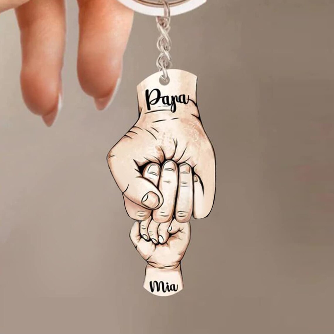 Personalised Fist Bump Keychain Engrave 2 Names Acrylic Keyring Father's Day Gifts-Jessemade AU