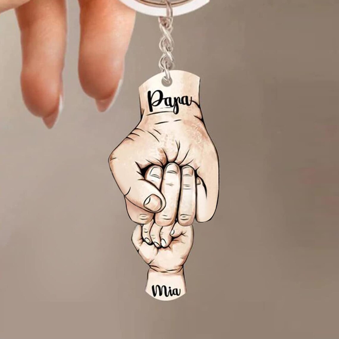 Personalised Fist Bump Keychain Engrave 2 Names Acrylic Keyring Father's Day Gifts-Jessemade AU