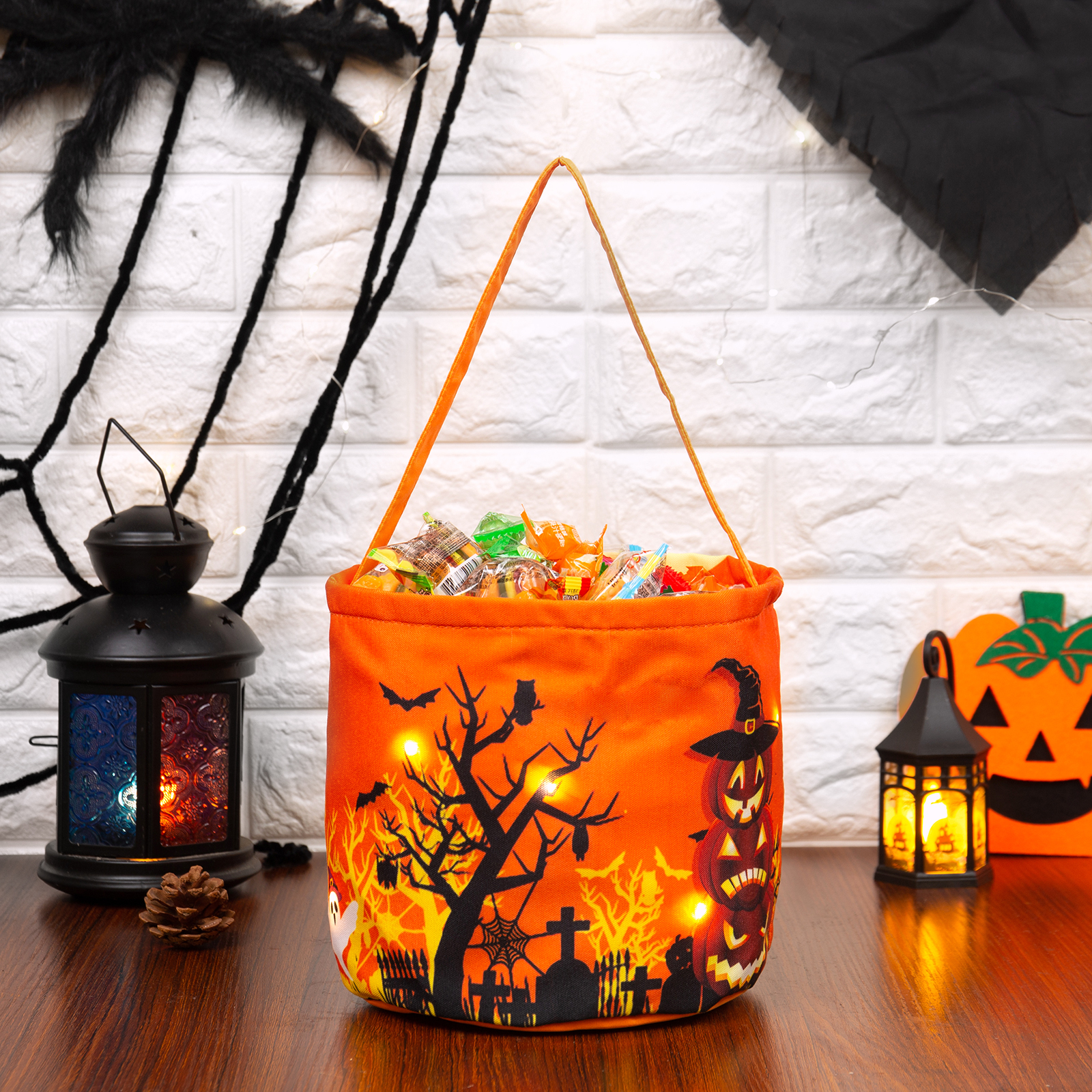 Halloween Luminous Tote Bag Engraved 1 Name Tote Bag Candy Gift Bag-Jessemade AU
