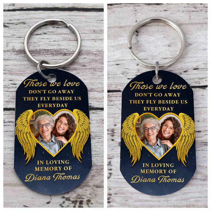 Personalised Photo & Text Keychain Memorial Gift "Those We Love, Don't Go Away, They Fly Beside Us Everyday"-Jessemade AU