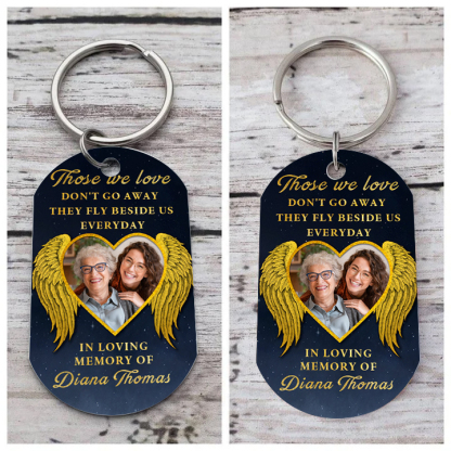 Personalised Photo & Text Keychain Memorial Gift "Those We Love, Don't Go Away, They Fly Beside Us Everyday"-Jessemade AU