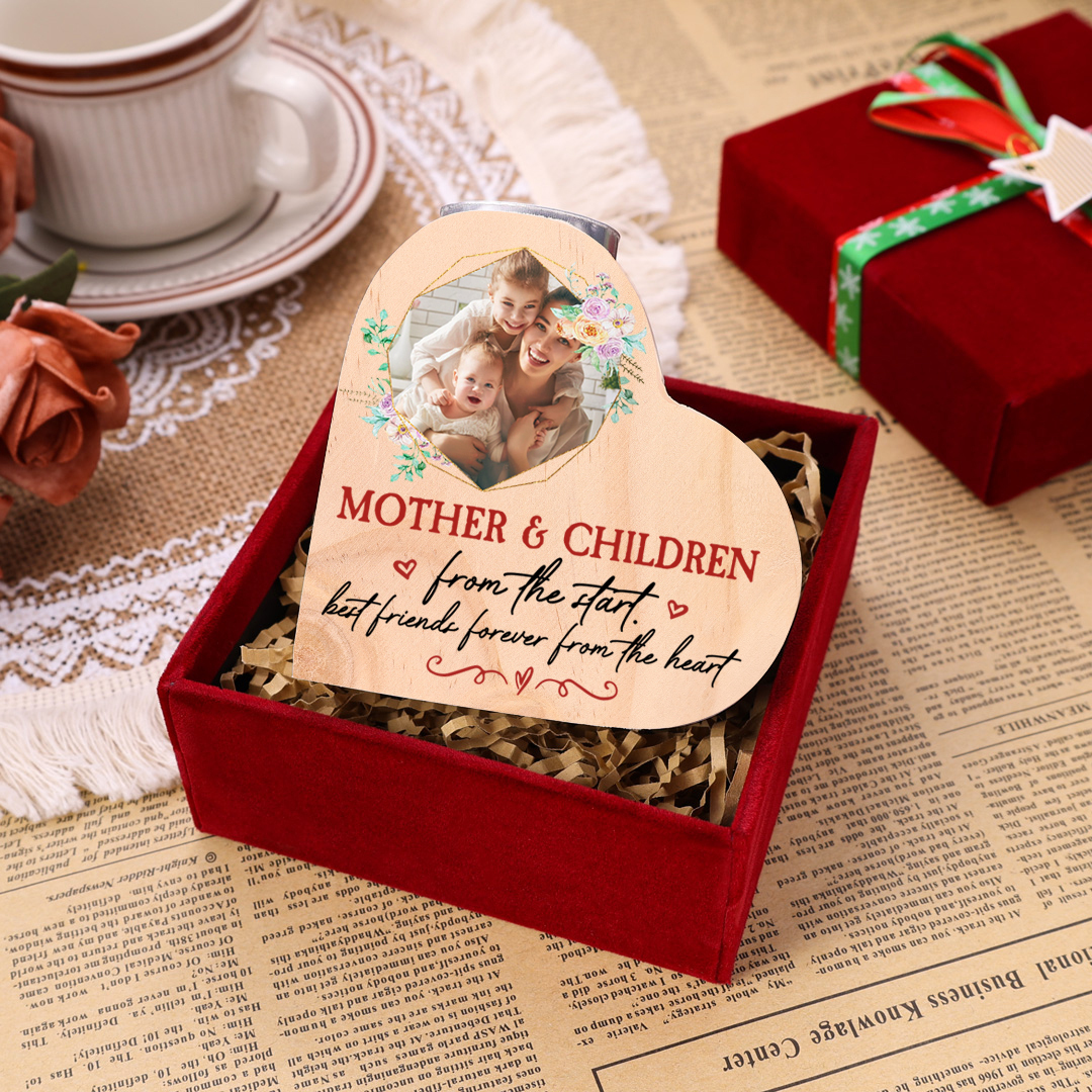 Mother & Children Personalised Heart Candle Holder Wooden Candlestick Mothers Gifts-Jessemade AU