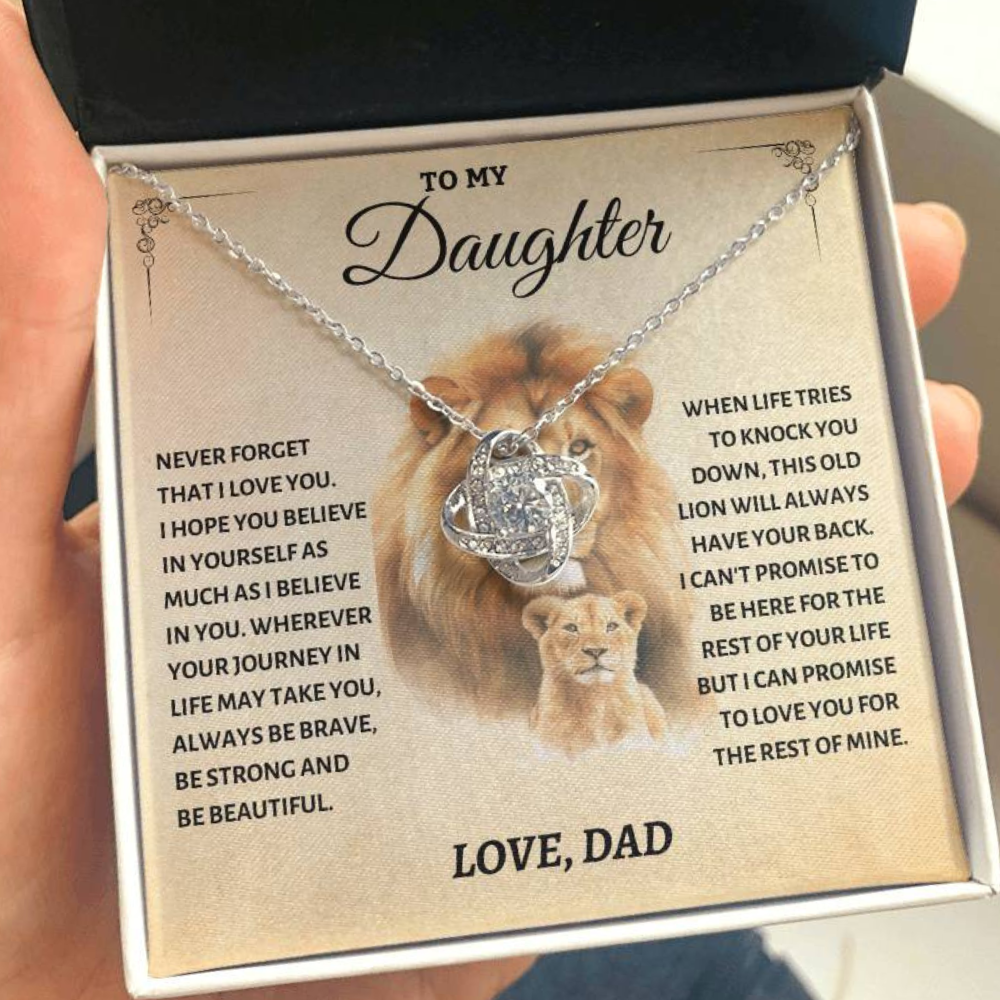 To My Daughter Love Knot Necklace Dad to Daughter Necklace Gift for Her - Never Forget That I Love You