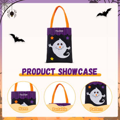 Personalised Halloween Tote Bags Custom 1 Name Tote Bag Halloween Candy Bag for Kids-Jessemade AU