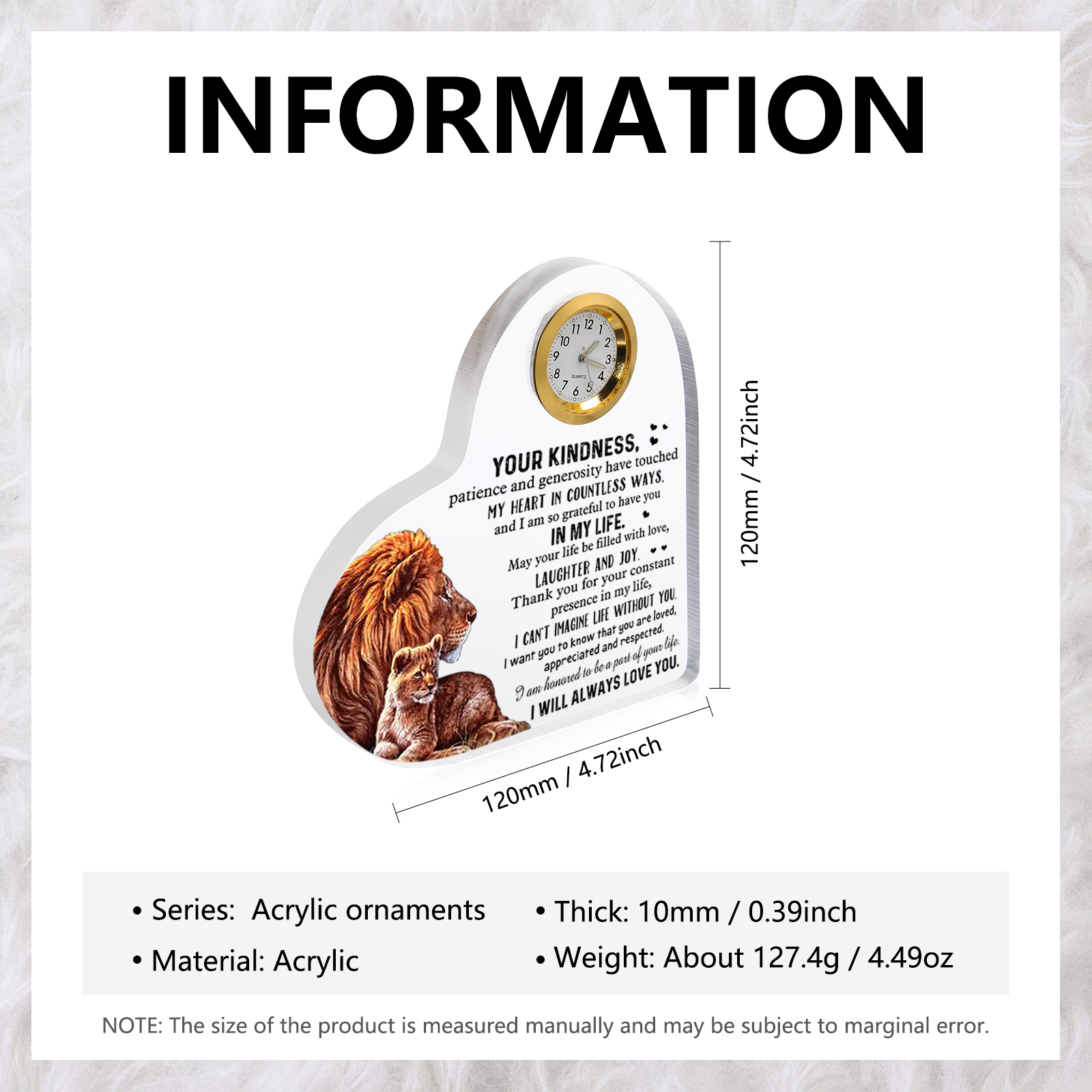 Acrylic Heart Clock Keepsake Heart Sign - I am honored to be a part of your life-Jessemade AU