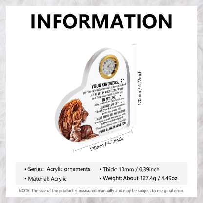 Acrylic Heart Clock Keepsake Heart Sign - I am honored to be a part of your life-Jessemade AU